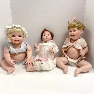3 Vintage Baby Dolls Ashton Drake Rosebud &Baby Doll & Hamilton Collection Sally
